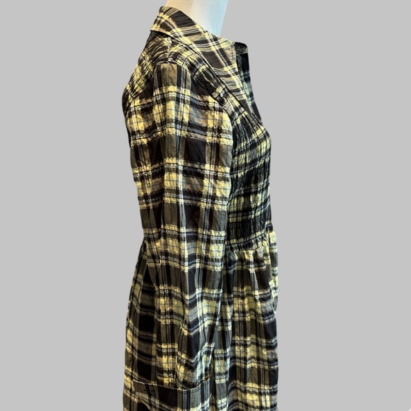 GANNI Checked cotton-ble seersucker mini shirt dress size 38 - Picture 11 of 16